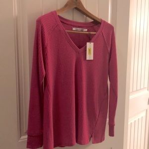 Calvin Klein High/low long sleeve waffle shirt